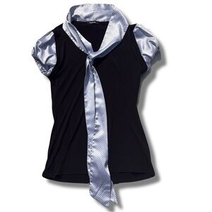 Tattoo Black & White Polka Dot Puff Sleeve Top Size M | Retro Chic |